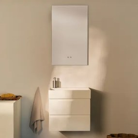Badkamermeubelset Van Hout En Essenhoutfineer Met Geïntegreerde Wastafel Ona Wit & Rectangular Led And Antifog 55x90 Cm Kirvex & Zonder Kraan - Sklum