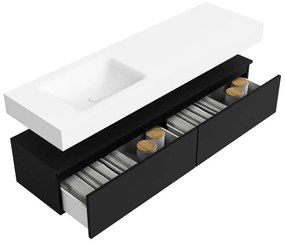 Zaro Alan badmeubel 160cm urban 2 lades met vrijhangende wastafel cloud links 1 kraangat talc