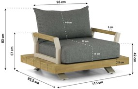 Tuinstoel Aluminium/Teak Old teak greywash Santika Supreme