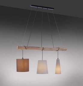 Eettafel / Eetkamer Landelijke hanglamp zwart met hout 3-lichts - Vinnie Landelijk E27 Binnenverlichting Lamp