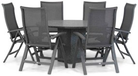 Tuinset Ronde Tuintafel 6 personen 140 cm Aluminium/Textileen /Aluminium/textileen Grijs Presto Lucardo/Graniet