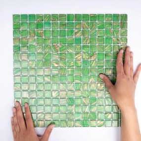 The Mosaic Factory Amsterdam mozaïektegel - 32.2x32.2cm - wand en vloertegel - Vierkant - Glas Green glans GMG901