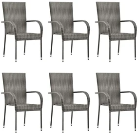 vidaXL 7-delige Tuinset poly rattan grijs