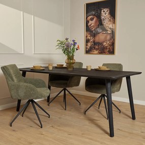 Starfurn Omaha Black Eettafel Zwart Mangohout 200 Cm - 200 X 100cm.