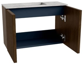 Mondiaz Joya DLux 60cm toiletmeubel walnut met wastafel faye midden zonder kraangat glace