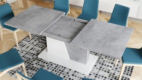 NOBLE NOIR Millenium Beton/Wit mat – uitschuifbare tafel tot 218 cm, voor 8, 10 personen.