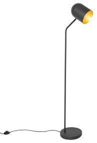 Moderne vloerlamp zwart met goud verstelbaar - Morik