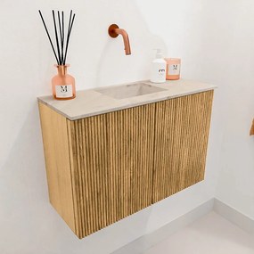 Mondiaz Joya DLux 60cm toiletmeubel oak met wastafel faye midden zonder kraangat frappe