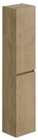 Thebalux hoge kast, opliggend, 2x dichte deur, houten greeplijst in kleur meubel, rechts draaiend, achterwand in grijs linnen kleur/structuur 7BE35028SQ