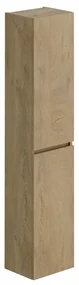 Thebalux hoge kast, opliggend, 2x dichte deur, houten greeplijst in kleur meubel, rechts draaiend, achterwand in grijs linnen kleur/structuur 7BE35028SQ