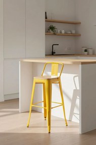 Kruk Torix met rugleuning van natuurlijk hout