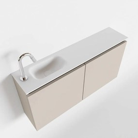 Mondiaz Ture 100cm toiletmeubel linen met wastafel talc links 1 kraangat