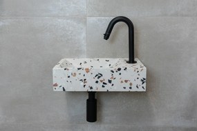 Saniclear Terrazzo fonteinset met gebogen kraan in mat zwart