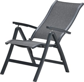 Garden Impressions Hilly tuinstoel verstelbaar donker grijs - 2 stuks