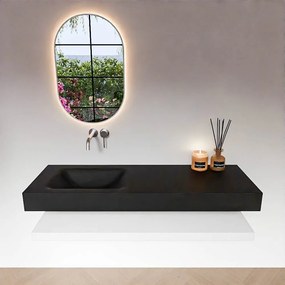 Zaro Alan badmeubel 140cm met planchet talc en vrijhangende wastafel cloud links zonder kraangat urban