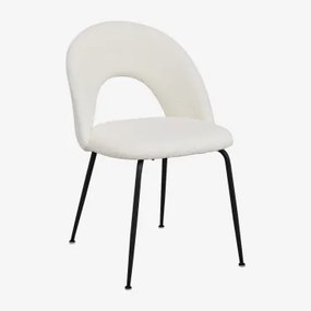 Set Van 2 Gestoffeerde Eetkamerstoelen Glorys Zwart & Chenille White & Teddystof - Sklum