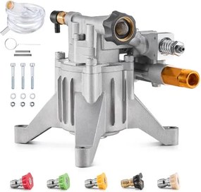VEVOR hogedrukreinigerpomp, 7/8-inch verticale as, 3300 PSI, 3,0 GPM, vervangende hogedrukreinigerpompset met 5 sproeiers, hardware en sifonbuis, tot 150 uur, vervangende hogedrukreinigerpomp