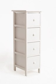 Hulpmeubilair Lotuc Wit, smal, 4 laden