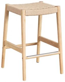 Hoge Kruk 65 Cm In Eikenhout En Gevlochten Touw Mara Natuurlijk Hout - Sklum