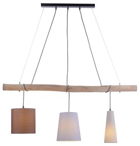 Eettafel / Eetkamer Landelijke hanglamp zwart met hout 3-lichts - Vinnie Landelijk E27 Binnenverlichting Lamp