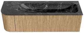 Mondiaz Kurve-dlux 145cm badmeubel ronding links oak met 1 lade en deur en wastafel big large rechts zonder kraangat lava