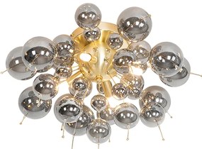 Design plafondlamp messing met smoke glas 4-lichts - Explode