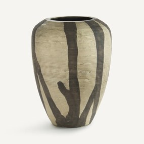 Beschilderde glazen vaas met matte strepen, H20,5 cm, Hedi