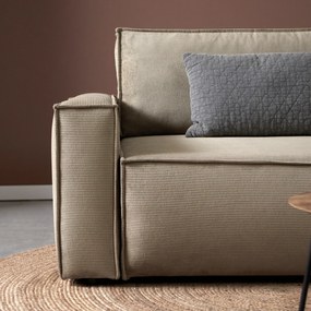 Tweepersoons Slaapbank Ribstof Beige