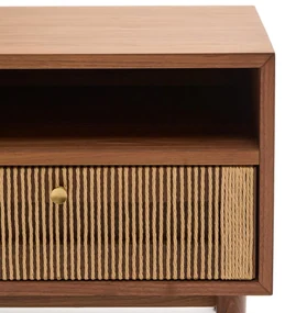 Kave Home Elan Retro Nachtkastje Walnoot Met Touw - 51x41x45cm.
