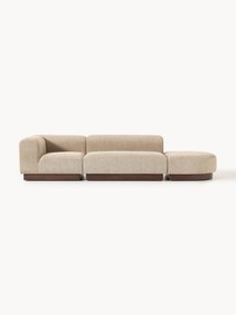 Modulaire chaise longue Natalie van teddy-bouclé met poef (links/rechts)