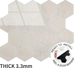 Zelfklevende Hexagon Crema Beige - 29.2 cm x 25.4 cm x 0.33 cm | 0.5 kg | Paneli zelfklevende steenstrips