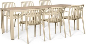 Tuinset 6 personen 205 cm Kunststof Zand/Beige Domani Furniture Alba/Creta