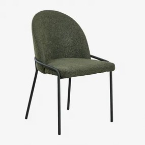 Pak Van 2 Grolet Gestoffeerde Eetkamerstoelen Bouclé Legergroen - Sklum