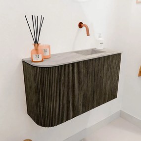 Mondiaz Joya DLux 70cm toiletmeubel ronding links shadow met wastafel faye rechts zonder kraangat glace