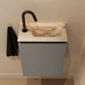 Mondiaz Ture DLux toiletmeubel 40cm smoke met wastafel frappe rechts met kraangat