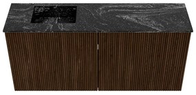 Mondiaz Joya DLux 90cm toiletmeubel walnut met wastafel faye links zonder kraangat lava
