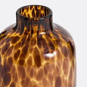 Vaas in amberkleurig glas H18 cm, Fauvita