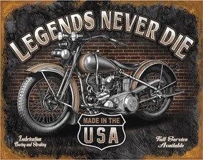 Metalen bord LEGENDS - never die