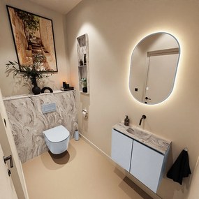 Mondiaz Ture DLux toiletmeubel 60cm clay met wastafel glace midden zonder kraangat