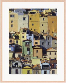 Ingelijste digitale print Colorful Homes In Bosa On Sardinia