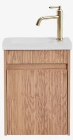Narek Zwevend Houten Badkamermeubelset Met Geïntegreerde Wastafel Spiegelloze & Ash Brown & ↔︎ 40 Cm & Gebronsd, Geborsteld ↑20 Cm Met A - Sklum