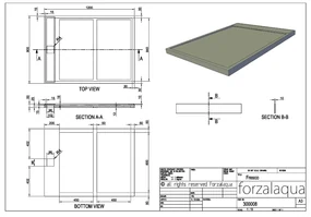 Forzalaqua Fresco douchebak 120x90cm graniet met afvoerputje RVS