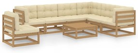 vidaXL 8-delige Loungeset met kussens massief grenenhout honingbruin