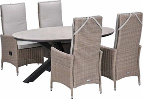 Garden Impressions Collin tuinset 5-delig - Tulli tuintafel 180 x 115 cm - light teak vironwood