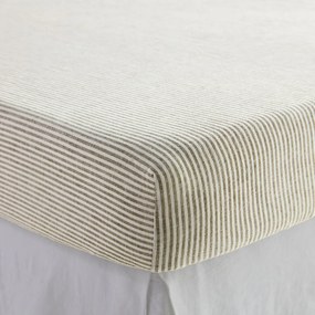 Hoeslaken van gewassen linnen, hoogte 30 cm, gestreept, LIMONA