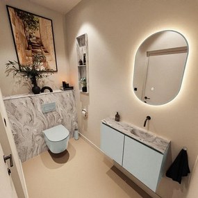 MONDIAZ TURE-DLUX 80cm toiletmeubel Greey. EDEN wastafel Glace positie rechts. Zonder kraangat. TUREDX80GRER0GLA