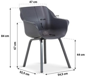 Tuinset 4 personen 200 cm Kunststof Grijs Hartman Sophie