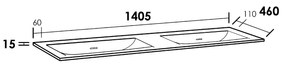 Sanituba Furiosa Glanzend wastafel fine stone zonder kraangaten 140cm