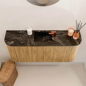 Mondiaz Joya DLux 95cm toiletmeubel ronding links/rechts oak met wastafel faye midden 1 kraangat lava