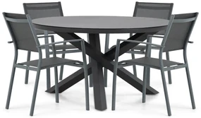 Tuinset Ronde Tuintafel 4 personen 125 cm Aluminium Grijs  Lifestyle Garden Furniture Sella/Livorno